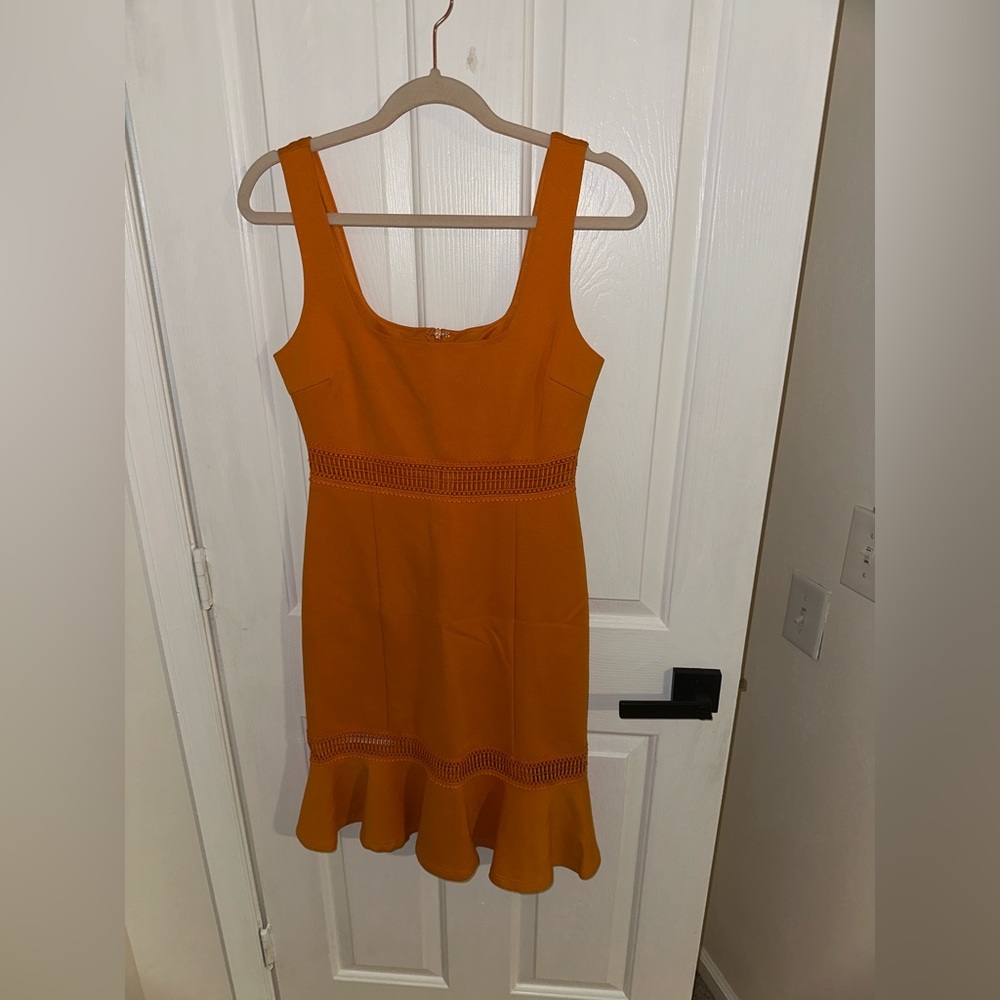 Lulu's Orange Mini Dress with Ruffle Hem